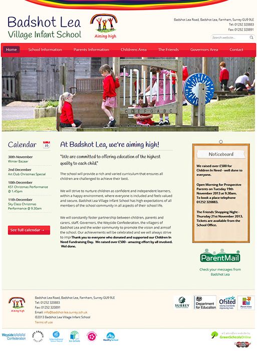 Click to view school website design for Badshot Lea Village Infant School